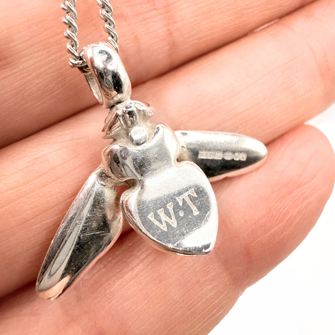 Wright & Teague Sterling Silver Bee Pendant Necklace 46cm