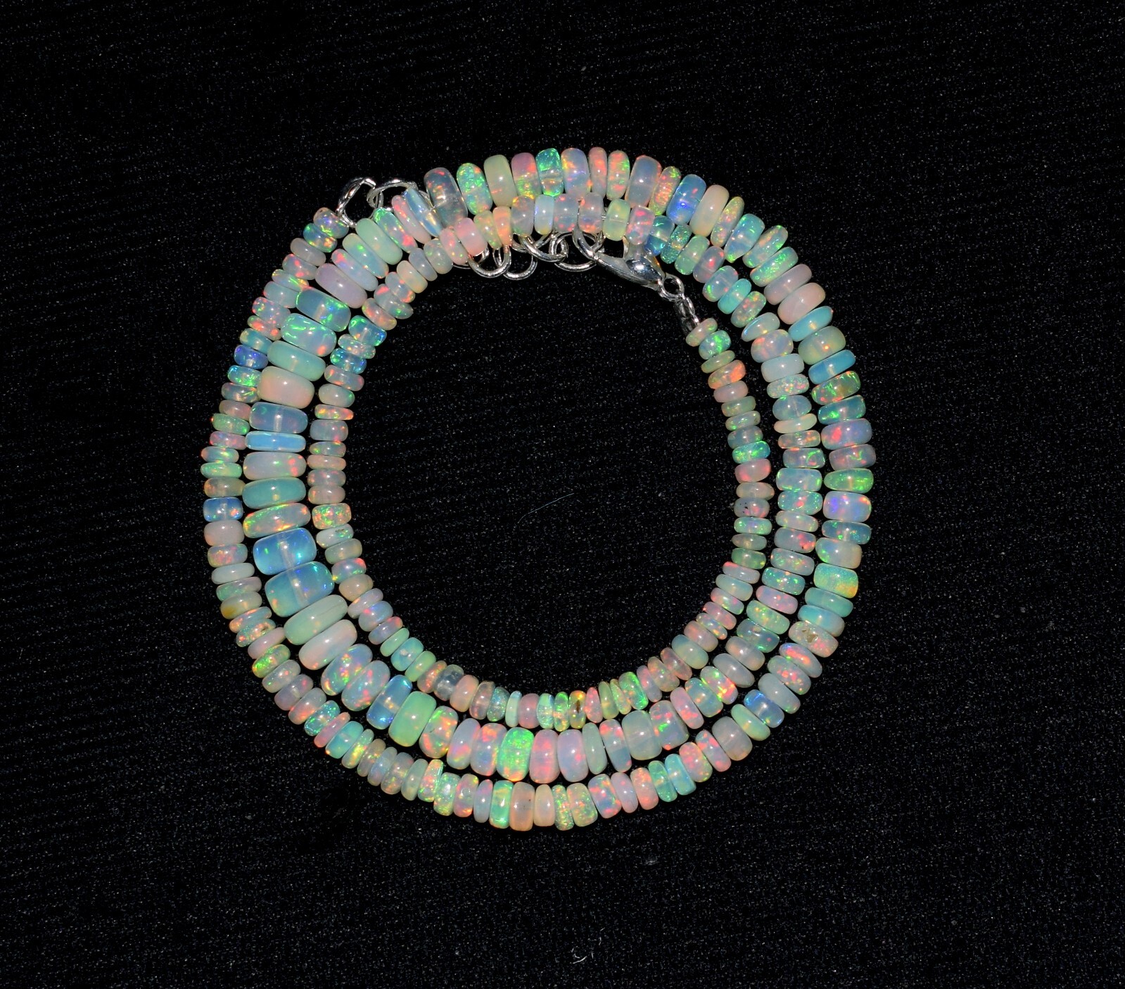 A++ 100%Natural Ethiopian Opal Welo Fire Opal Gemstone Beads Necklace”16