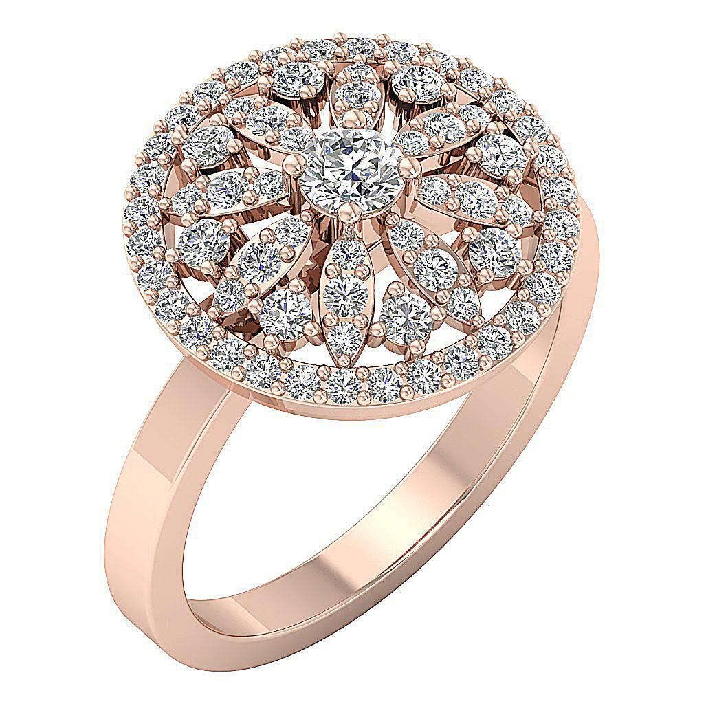 Designer Right Hand Engagement Ring SI1 G 1.15 Ct Natural Diamond 14K White Gold