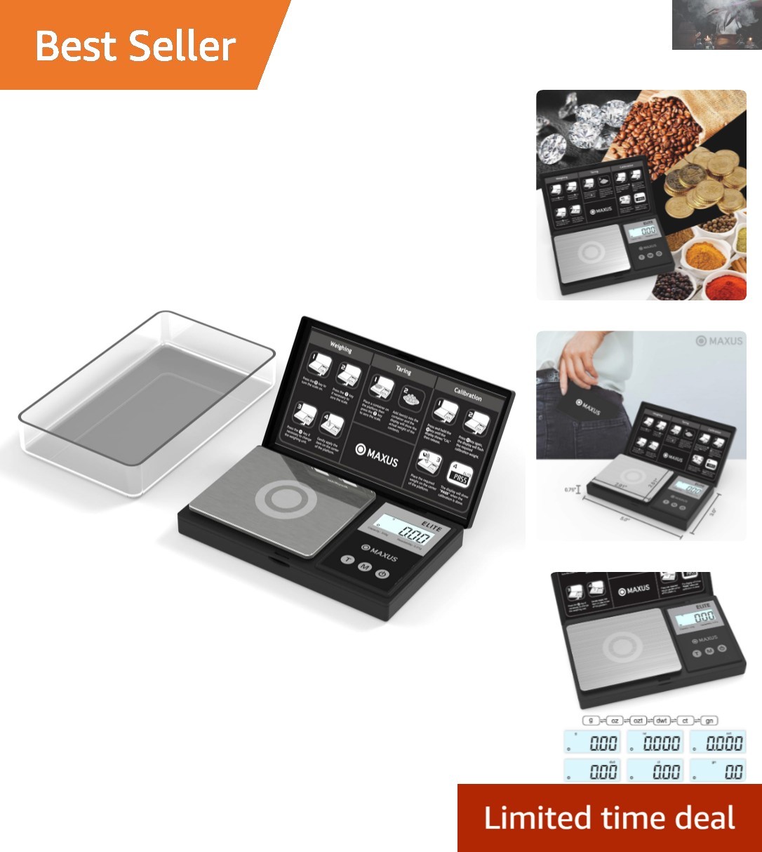 High Precision Digital Pocket Gram Scale 500g x 0.01g with Tray & Tare Function