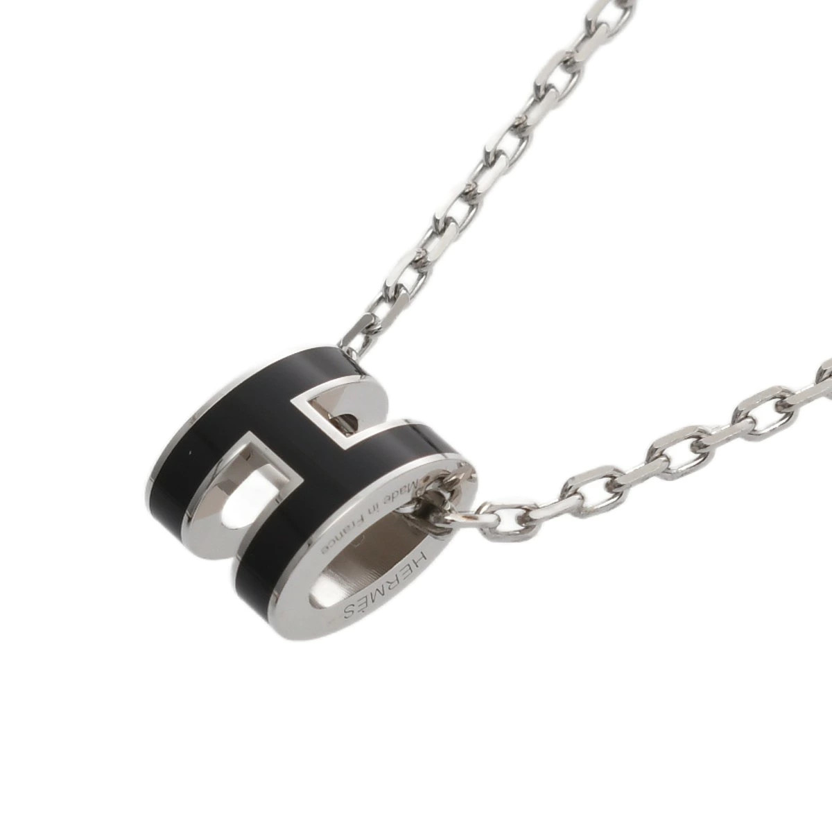 Hermes Pendant Mini Pop H Black Enamel Ladies Necklace Loan 48 S No Interest