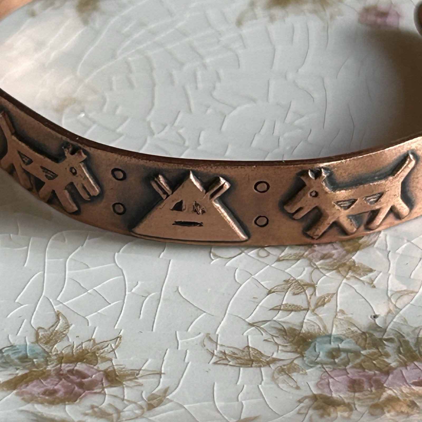 Vintage Copper Wheeler Manufacturing Co Southwest Cuff Bracelet