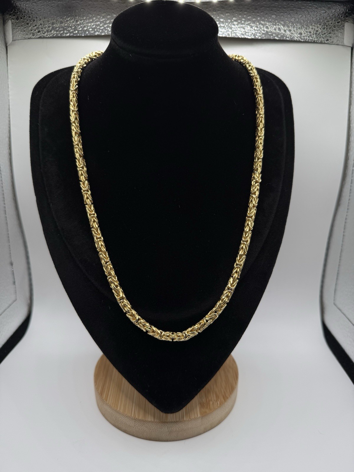 22” 5.2mm Gold Over 925 Sterling Silver Byzantine Chain Necklace Hook Clasp 25g