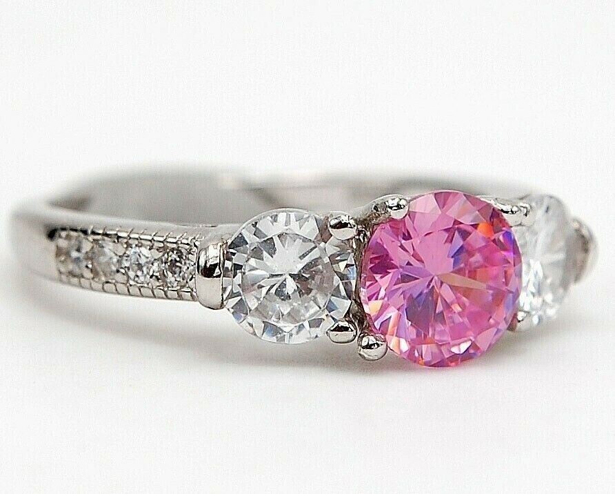 3CT Heat Treated Pink Topaz 925 Sterling Silver Ring Sz 6 UB3-8