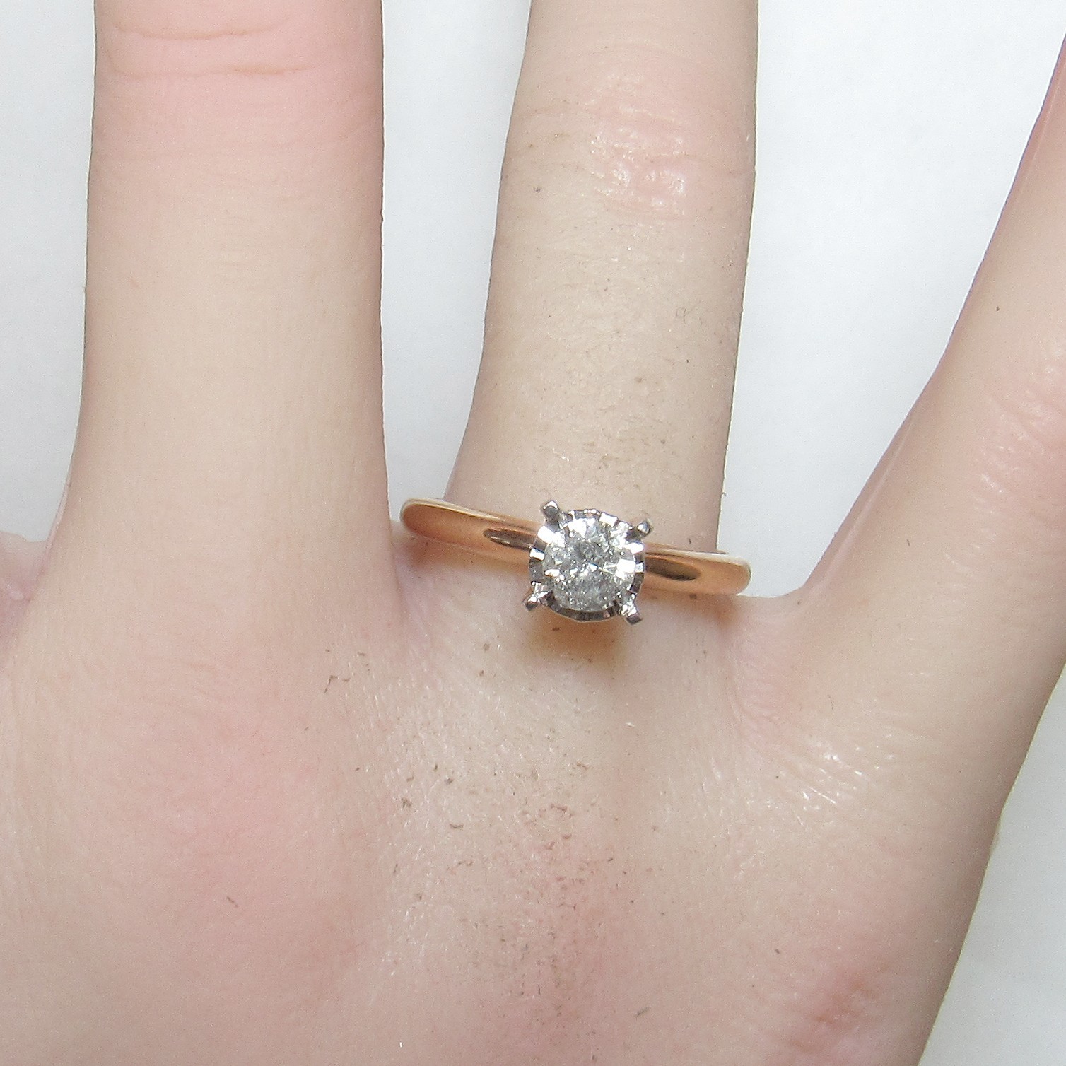 ALLURE GEMS 10K Rose And White Gold 0.42 Ct Natural Brilliant Cut Diamond Ring