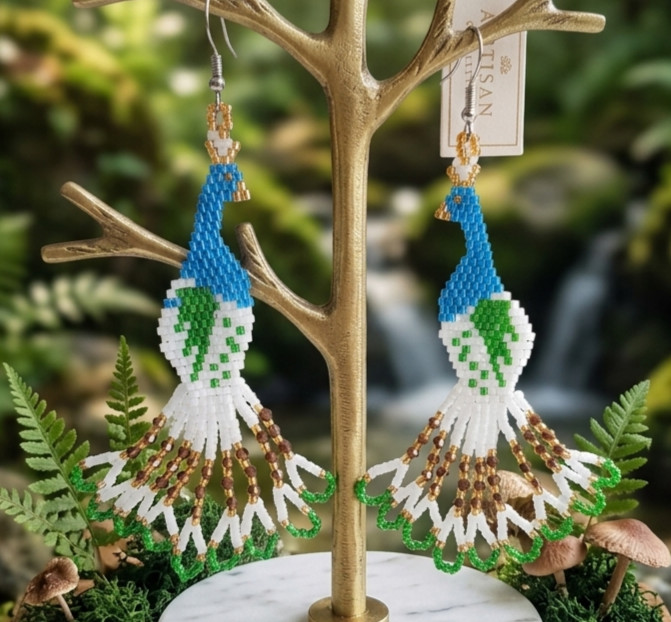 Boho Tribal Earrings American Native Earrings Large Seed Beads Earrings