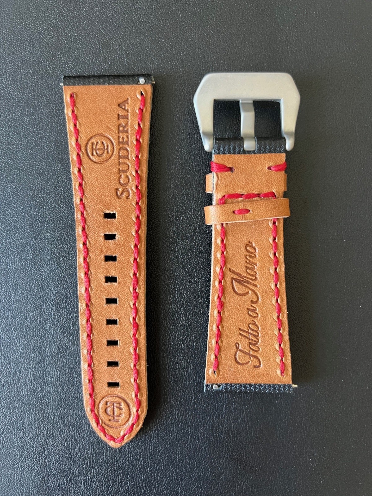 BLACK Nylon Watch Strap on Leather CT SCUDERIA 26/20mm -038