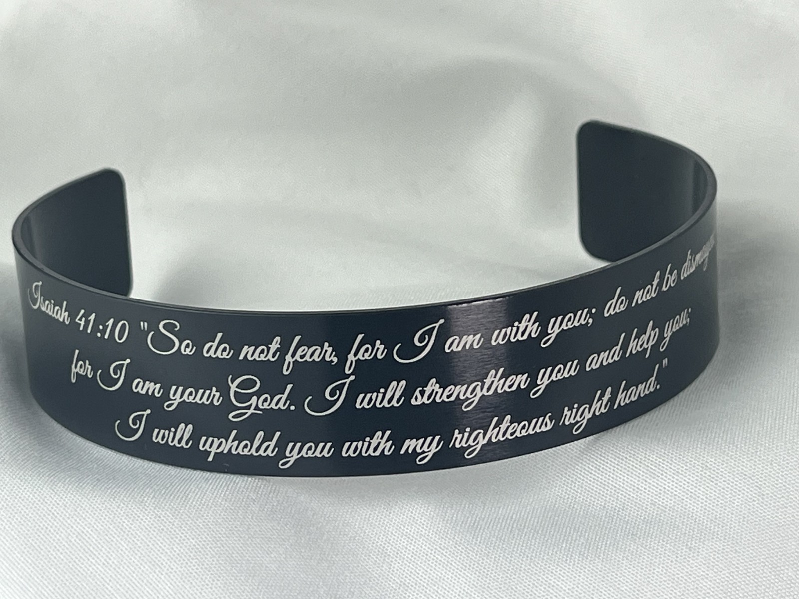 Bible Inspirational Verse Engraved Adjustable Bracelet Anodized Aluminum Cuff US
