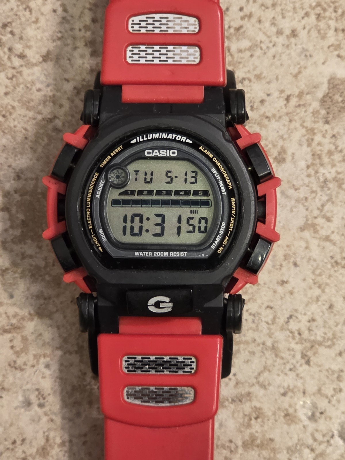 Casio G-Shock DW-003 1597 Watch Digital Black Red Round (WORKING) *PLEASE READ*
