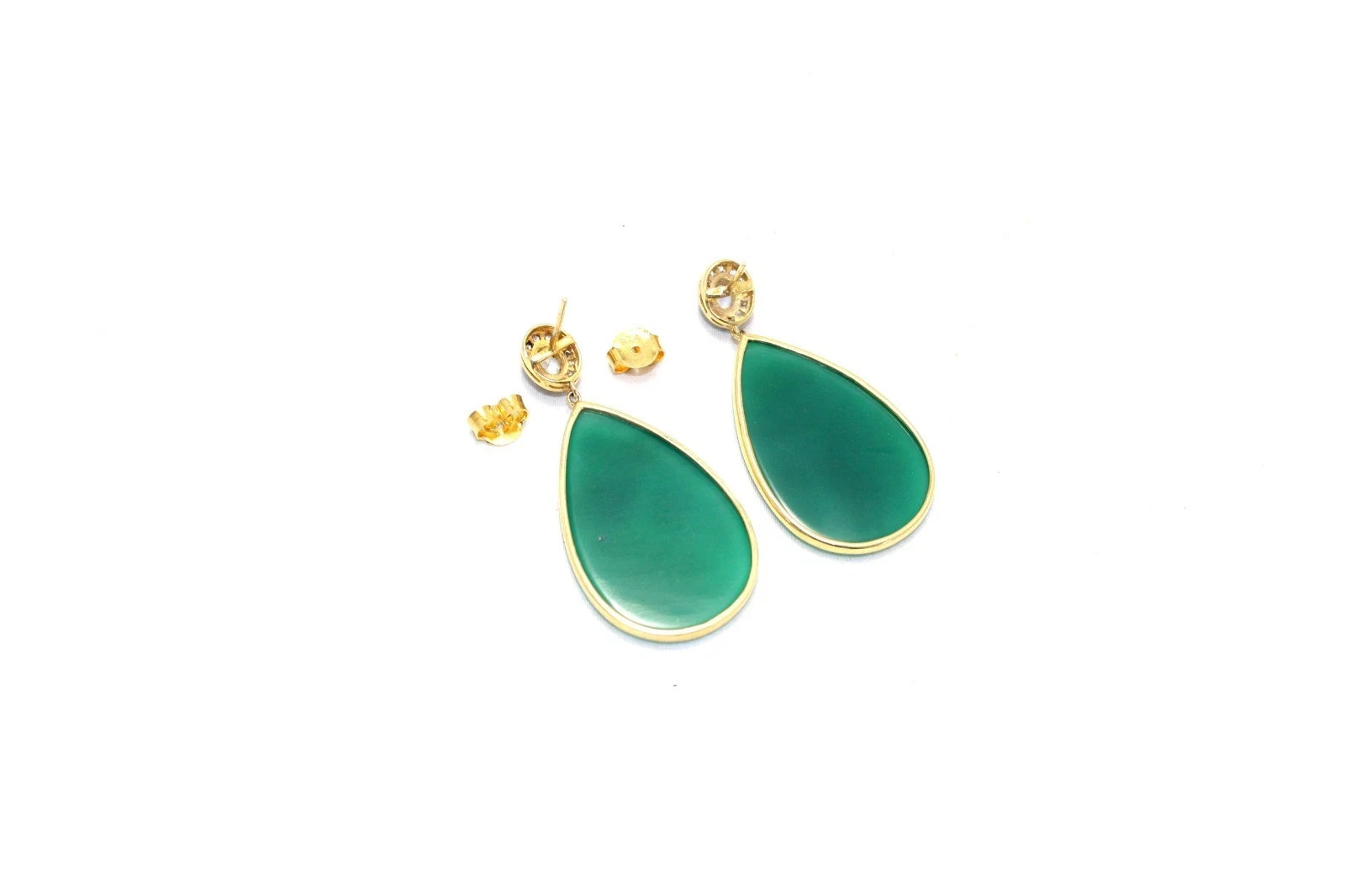 Earrings 925 Sterling Silver Gold Rhodium Designer Onyx & Zircon Gem Stone
