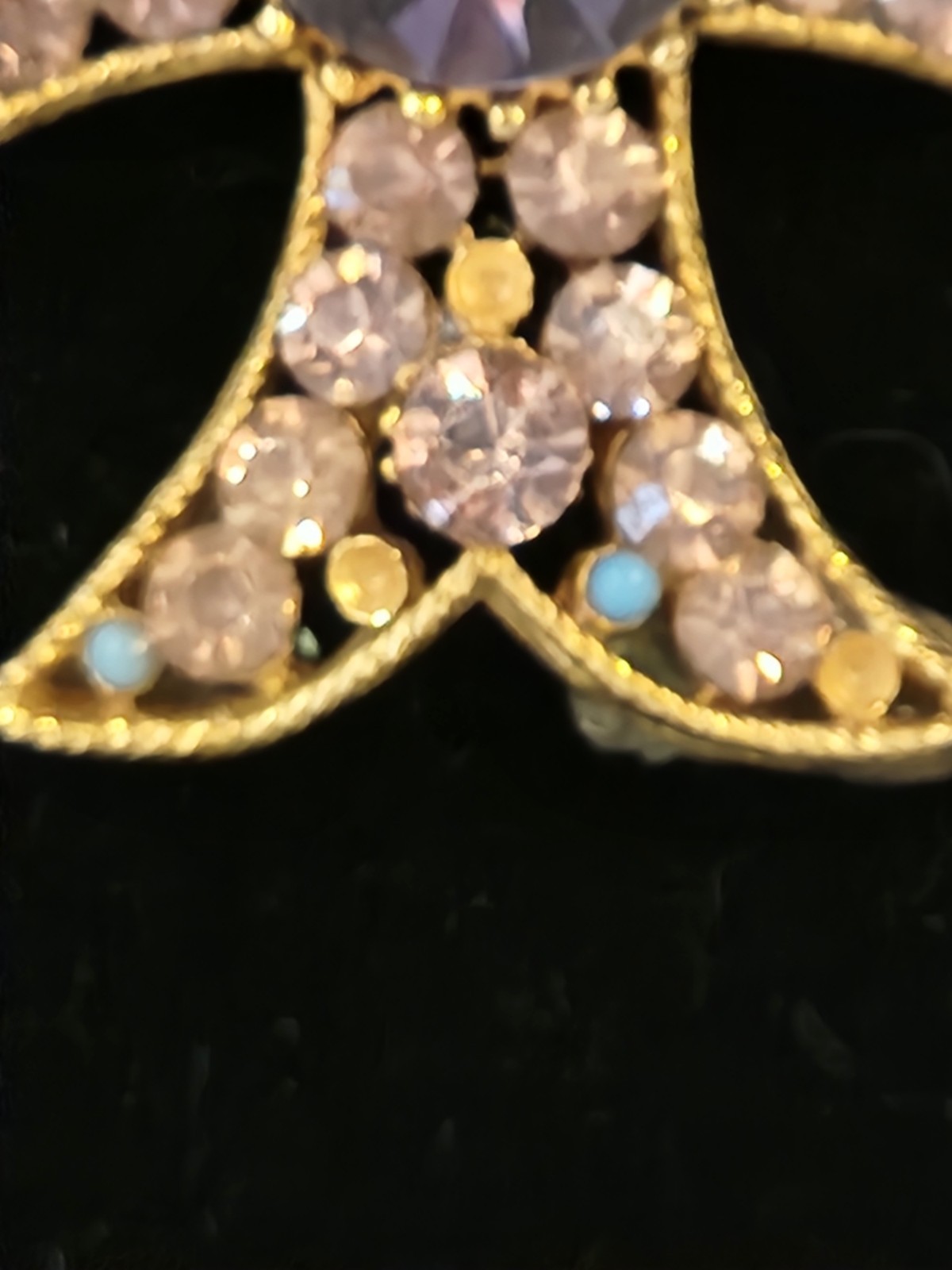 Vintage Signed BSK Maltese Cross Pendant Slide Purple Rhinestone As Is 2 inch