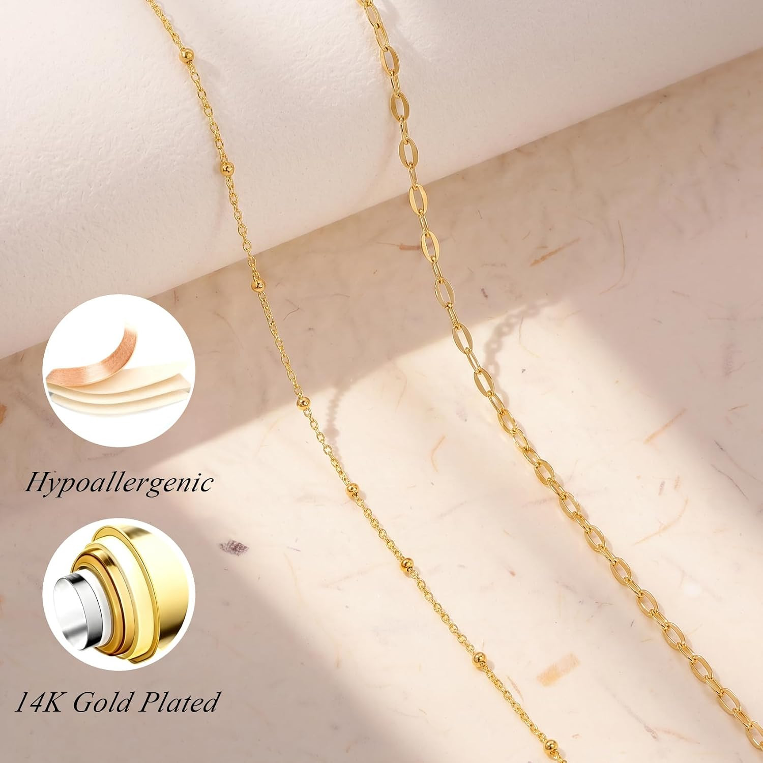 14K Gold Plated Waist Chain for Women Layered Belly Chains Fashion Beach Bikini