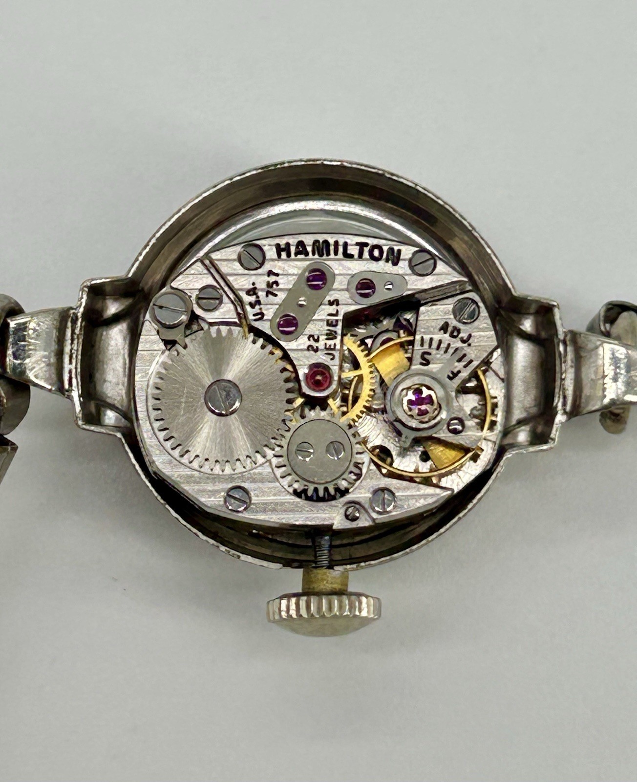 Vintage 1955 Hamilton Jenny-B 22J Ladies Watch 10K White Gold Filled Running USA