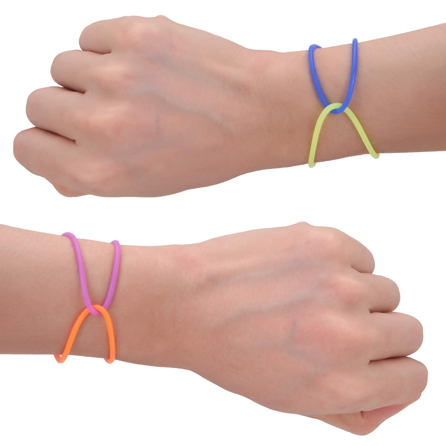 120 Pieces Silicone Jelly Bracelets Nonluminous Stretchy 80S Rubber Bracelets