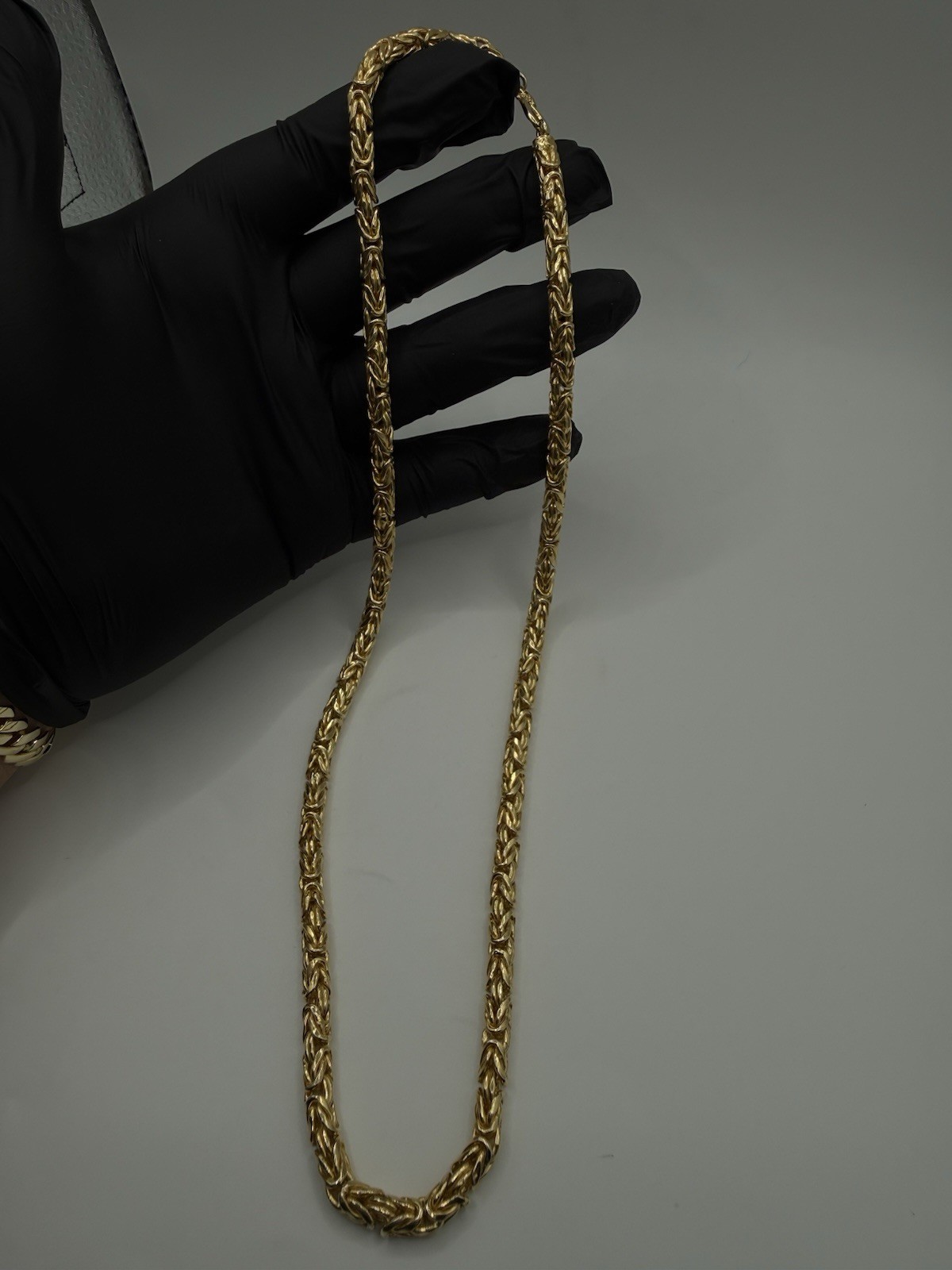 22” 5.2mm Gold Over 925 Sterling Silver Byzantine Chain Necklace Hook Clasp 25g