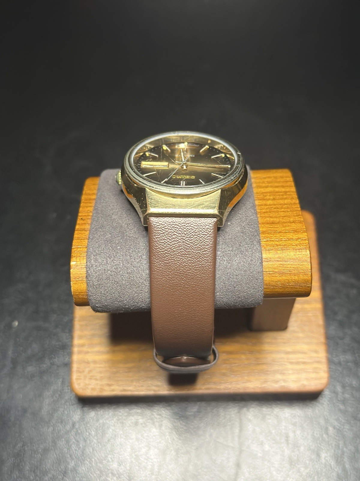 Vintage Seiko 0903-7019/ 4004. New Battery/ New Brown Leather Strap.