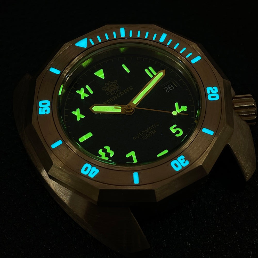 STEELDIVE SD1946S Mens Bronze 44.5mm 1000M Automatic Dive Watch NH35 Sapphire