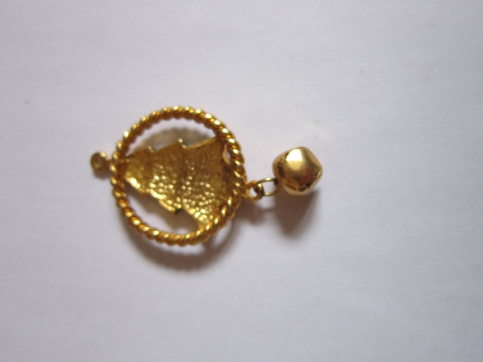 Vintage Christmas Pendant ONLY Necklace No Chain Charm Goldtone Jingle Bell