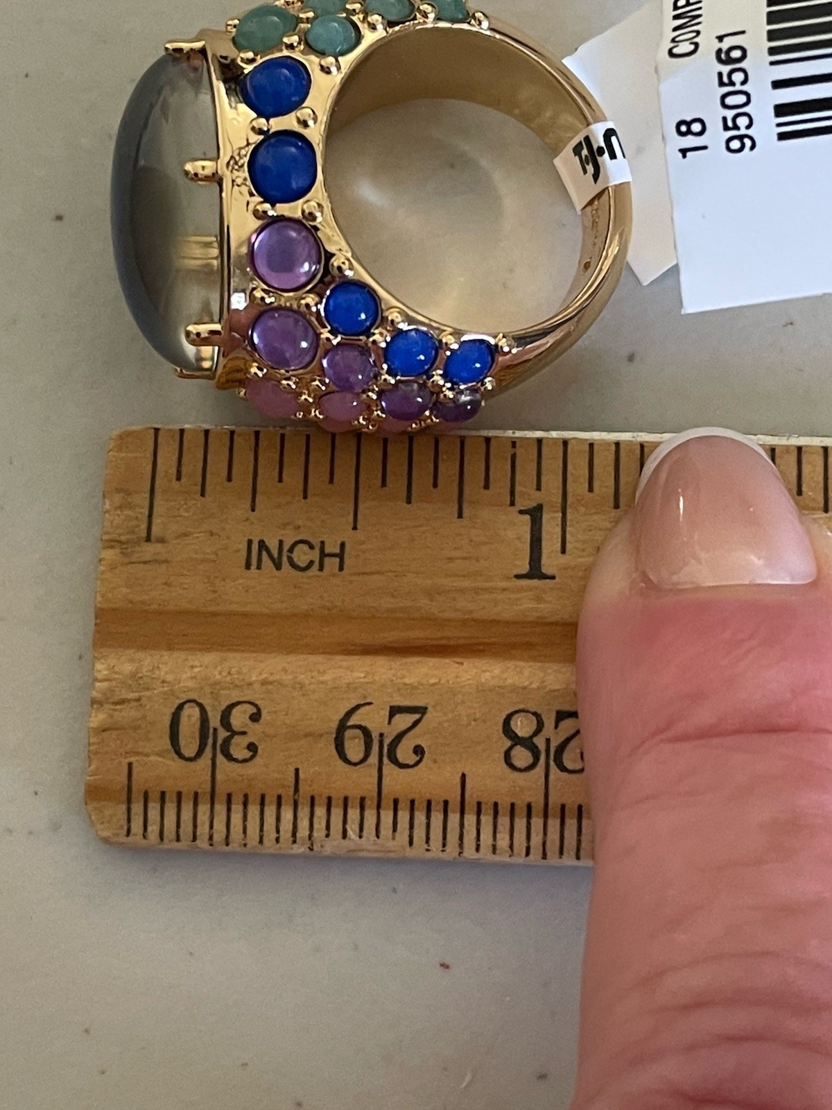 KURT GEIGER LONDON GOLD TONE LARGE OVAL MOOD RING IN MULTI 8