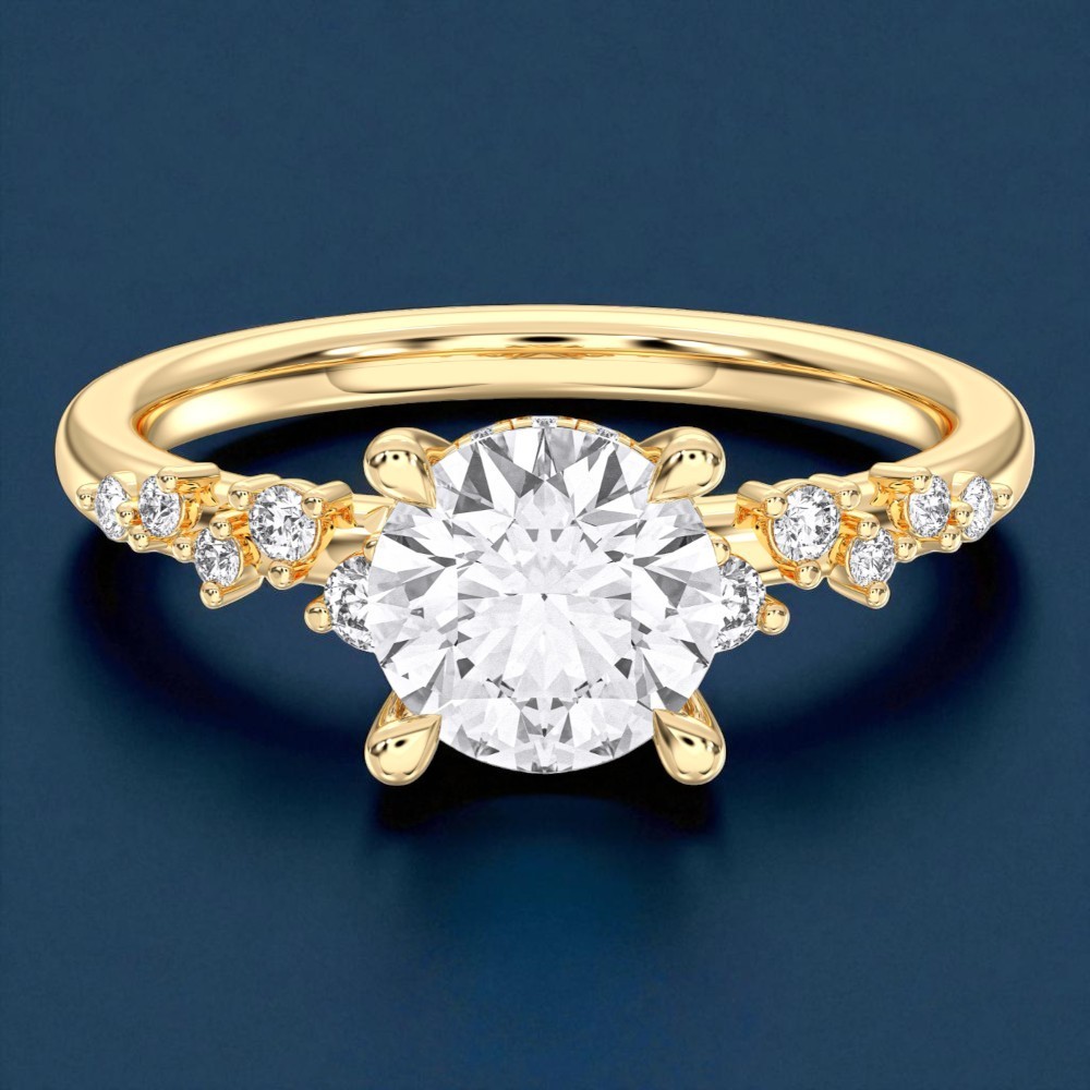 1.75 Ct Round Moissanite Stone Engagement Ring in Sterling Silver & Solid Gold