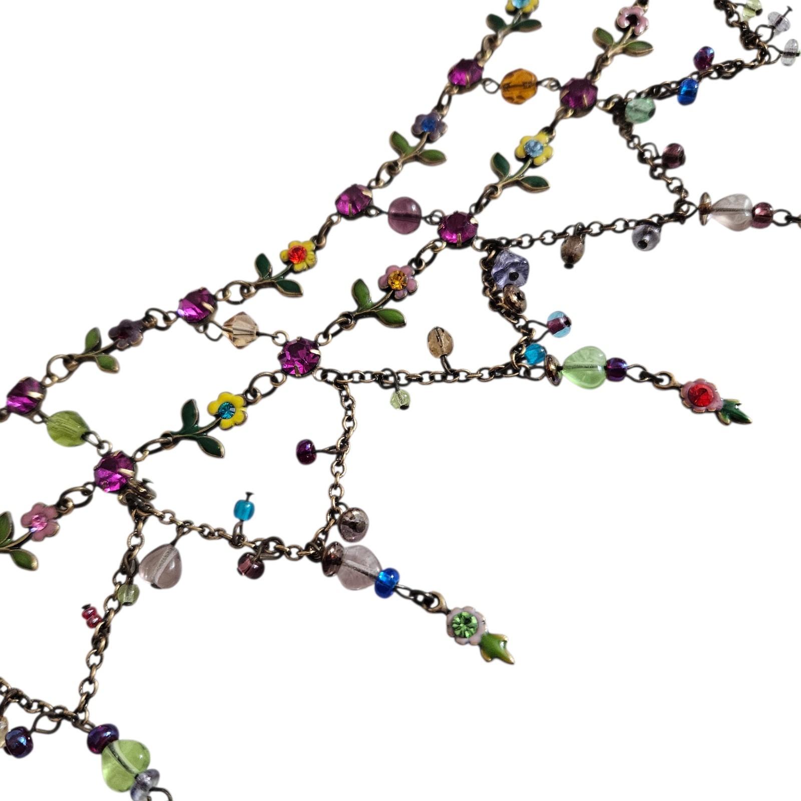 Vintage NEW Donna Karan DKNY Choker Necklace Floral Crystal Charm Necklace
