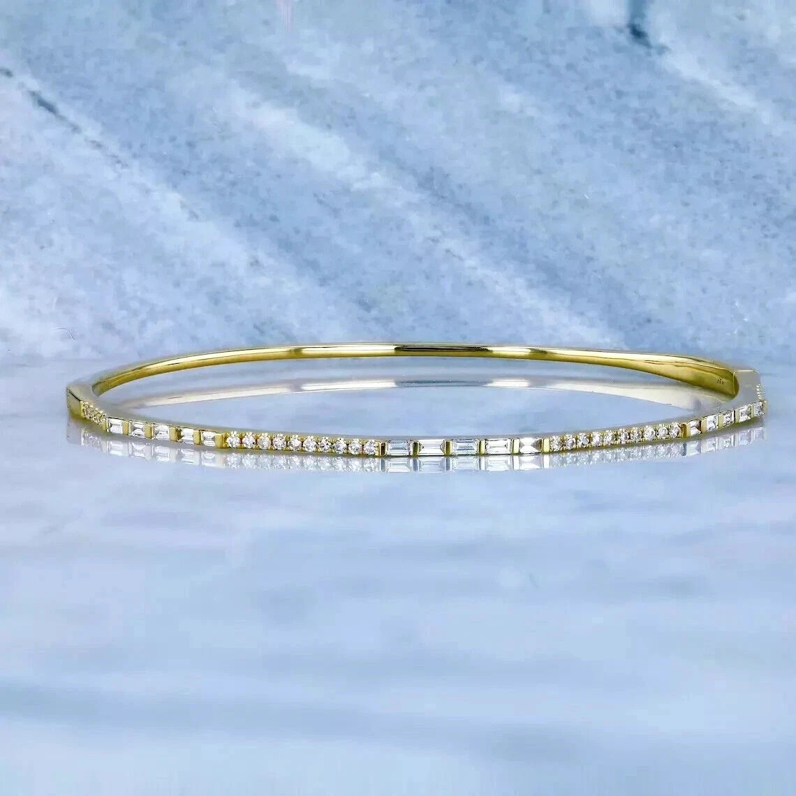 14K Yellow Gold Plated 3Ct Round Cut Lab Created Diamond Women’s Bangle Bracelet