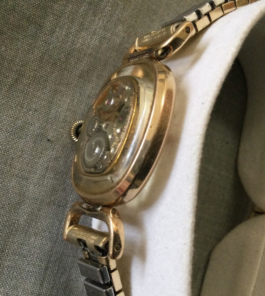 Vintage Juvenia Swiss Skeleton Mystery Watch 17 Jewels Speidel Band 10 K GF Caps