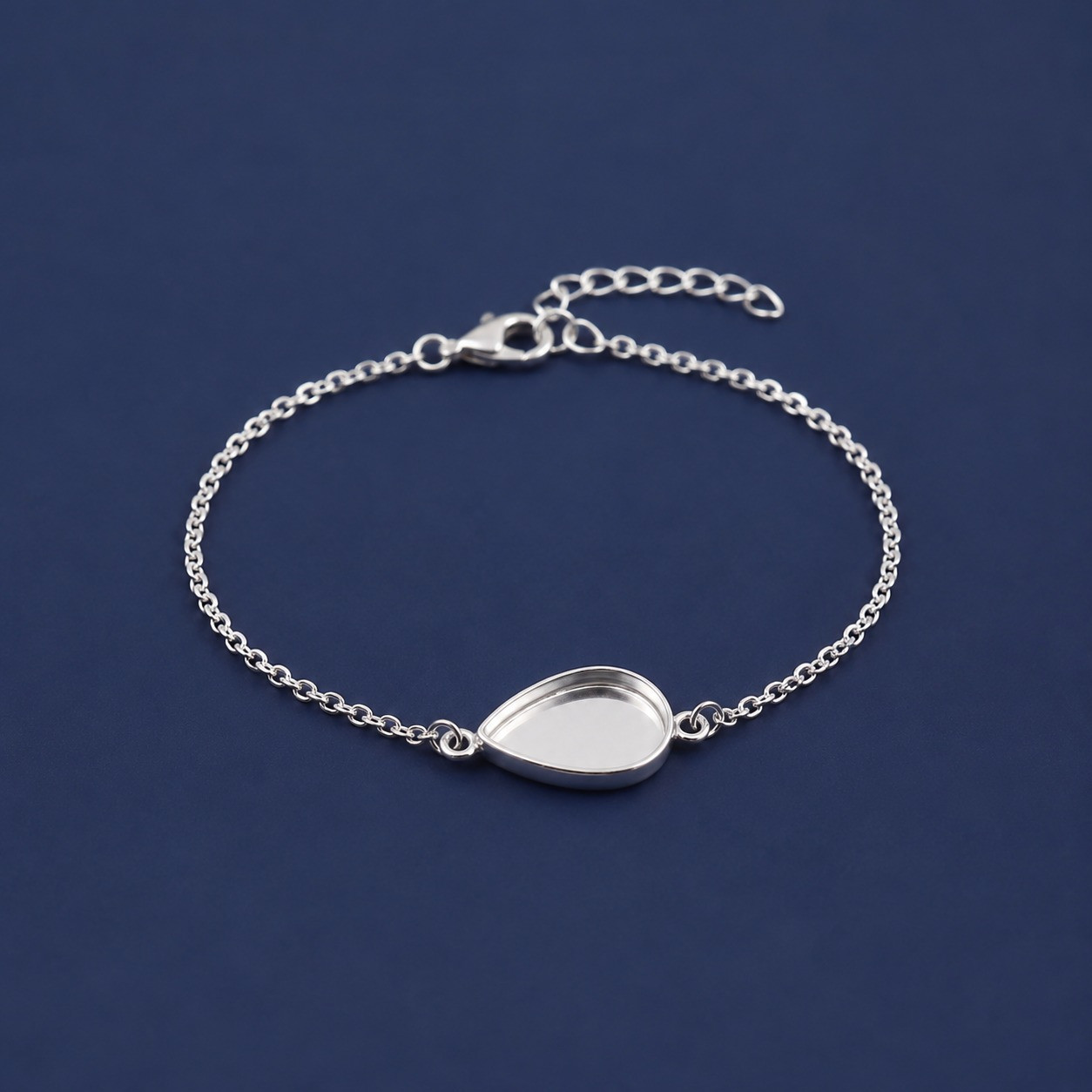 925 Sterling Silver 5x7mm Pear Shape Bezel Bracelet Handmade DIY Jewelry Setting