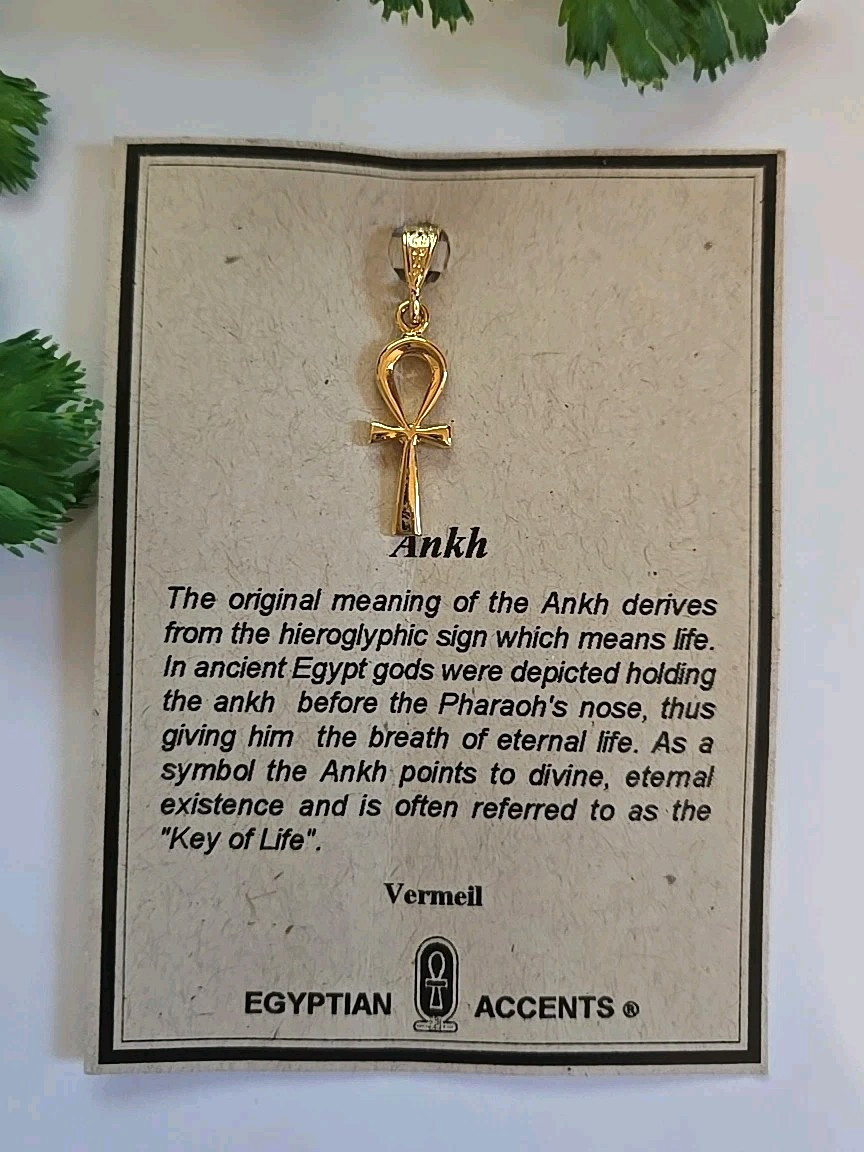 New Sterling Silver Vermeil 925 ANKH Pendant Charm With Bail 1 1/4″