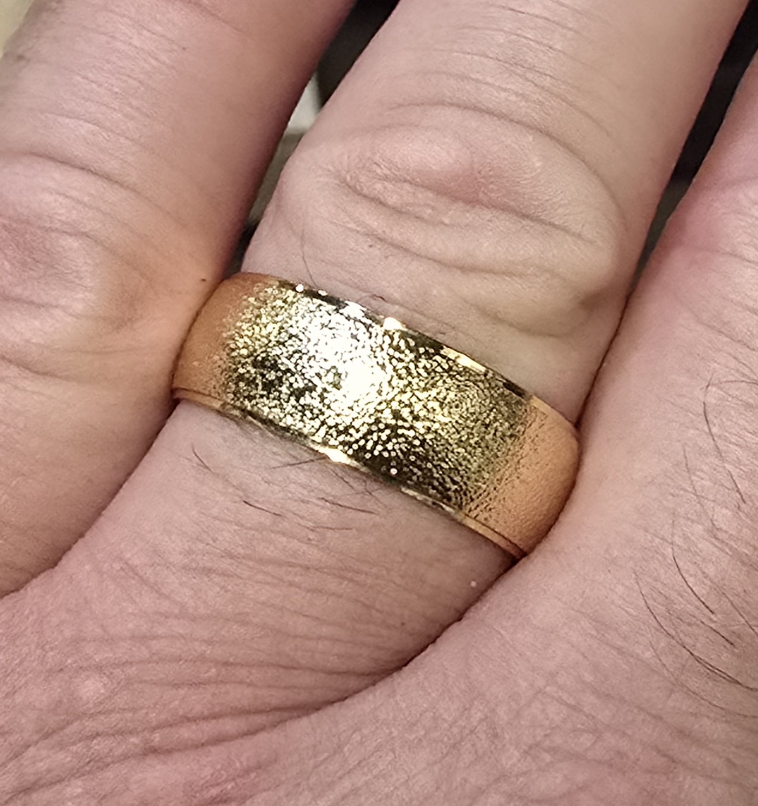 Gold Tungsten Mens Wedding Band Ring Size 10 Sandblasted Frosted Stardust Custom