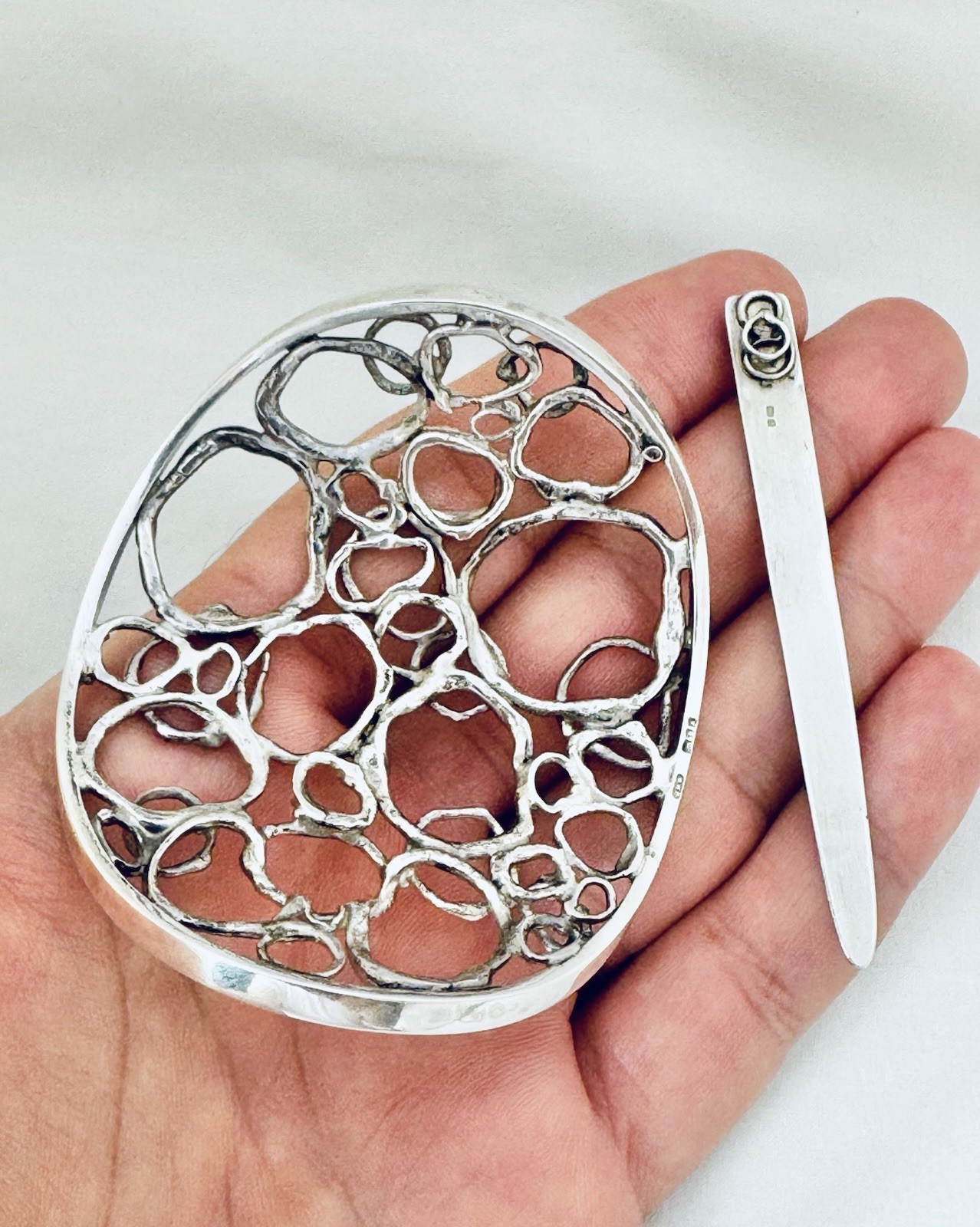 Jane Watling Lacock Solid Sterling Silver Hair Clip London 1986