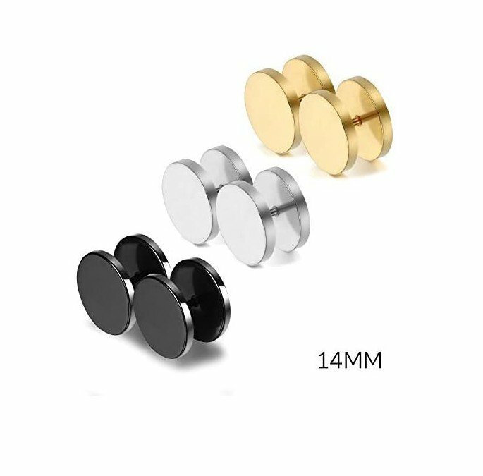 3Pairs Stainless Steel Barbell Dumbbell Screw Earring Studs for Men Women 3-14MM