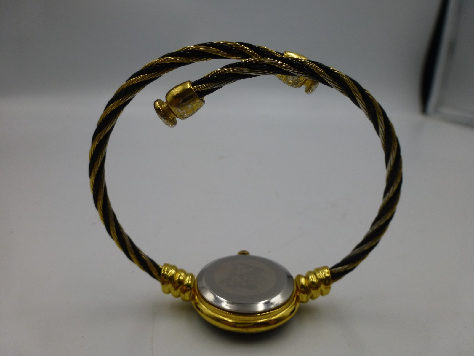 Varsales Quartz Ladies Watch, Runs & Keeps Time, Black & Gold Tone, Cuff Style