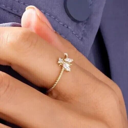 Honey Bee Women Gift ring 1.75Ct Marquise Simulated Diamond 925 Sterling Silver