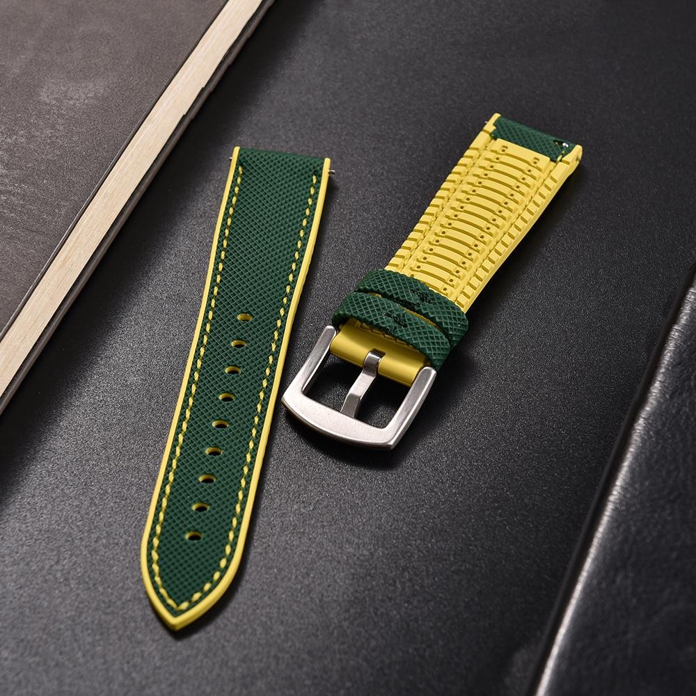 18-24mm Hybrid FKM Watch Strap Fluoro Rubber Watchband Soft Straps Quick Release