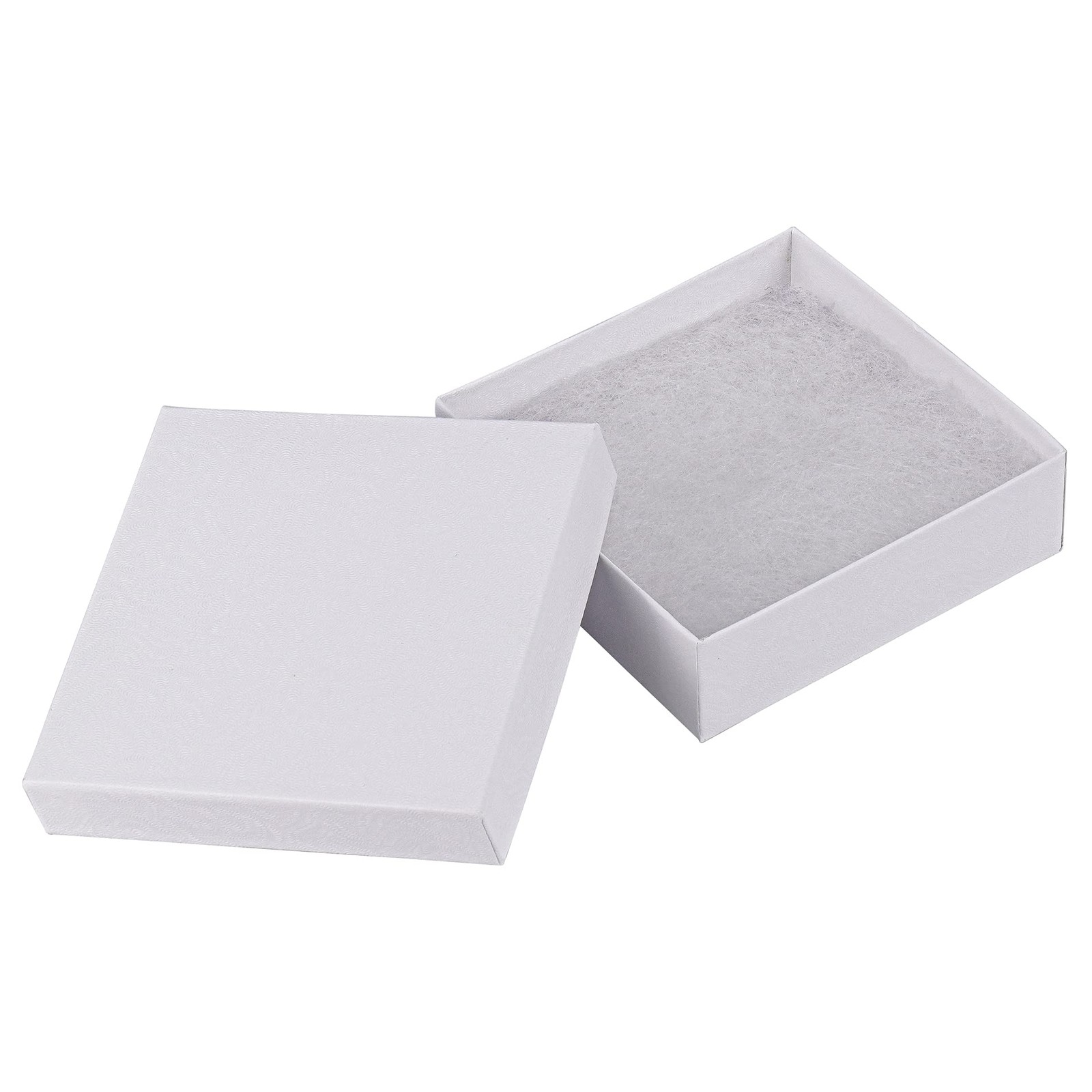 Cardboard Jewelry Boxes 10 Pack – 3.5″x3.5″x1″ Bulk Cotton Filled Small Gift Box