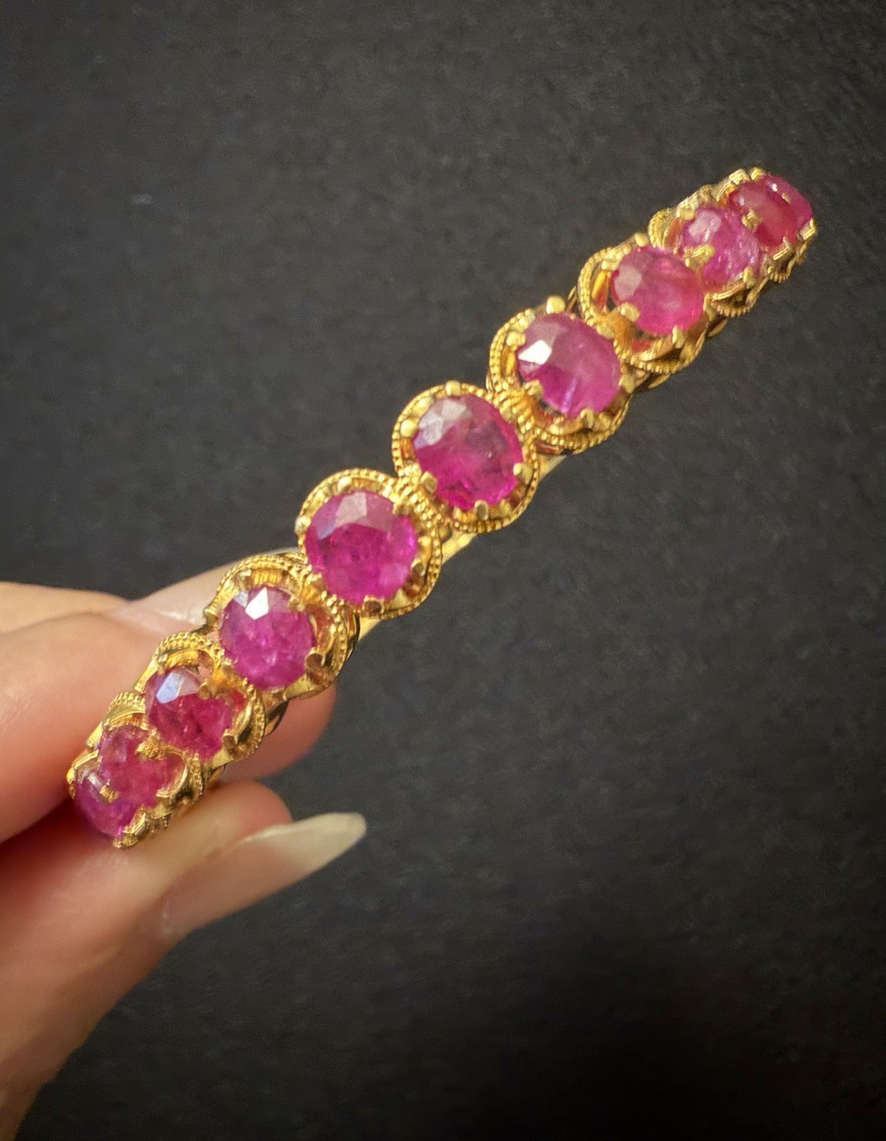 Certified Natural Burma(Mogok) Ruby 18k Y Gold LotusFlower Bracelet Bangel