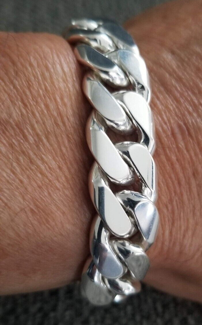 925 sterling silver bracelet / esclava de plata 925 cuban link 102.7g 8.5″ 15mm