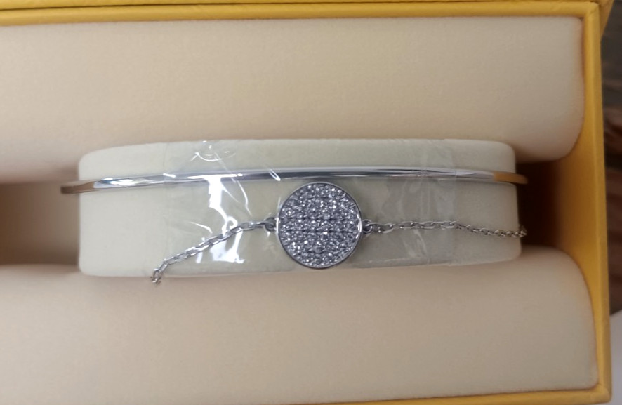 Swarovski Crystal Sublima Bangle Bracelet – White, Rhodium Plated Brand New