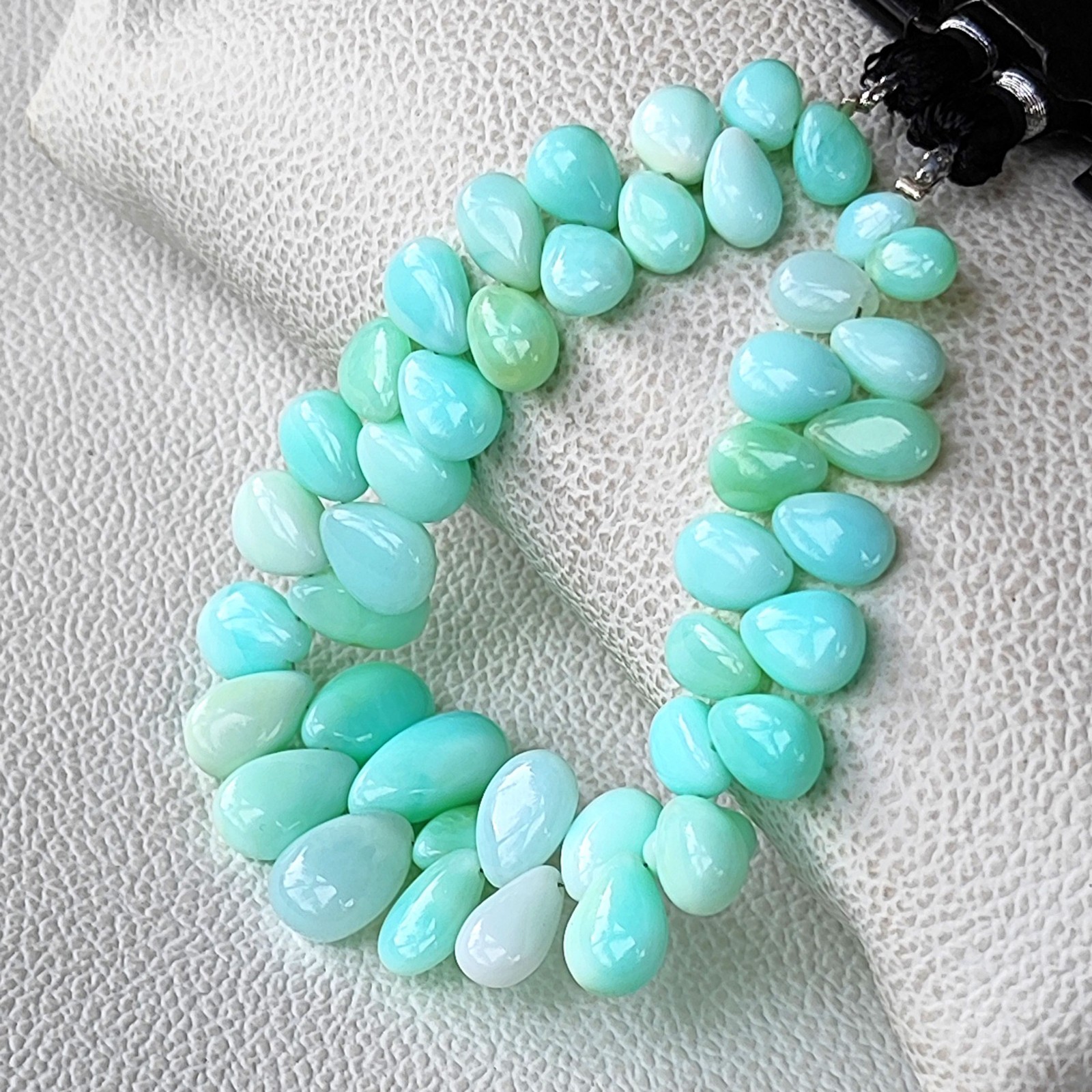 Natural Peru Blue Opal Smooth Pear Shape Beads 7×5-13x9mm Gemstone 7″ Strand