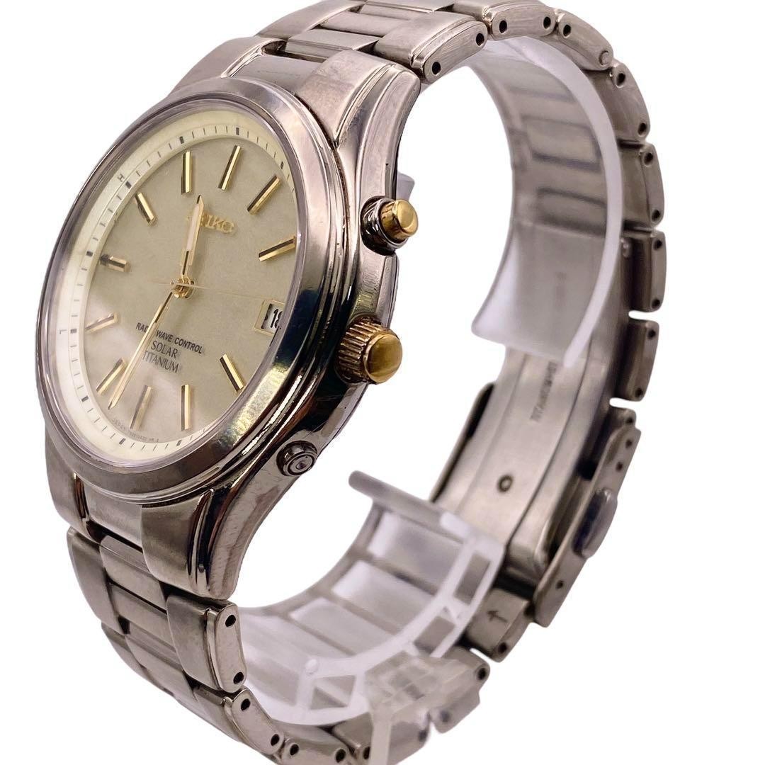 Rare SEIKO Radio Solar SPIRIT Titanium SBTM170 7B22-0AD0 Champagne Gold Watch