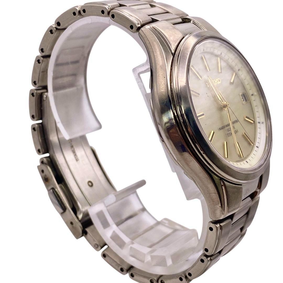 Rare SEIKO Radio Solar SPIRIT Titanium SBTM170 7B22-0AD0 Champagne Gold Watch