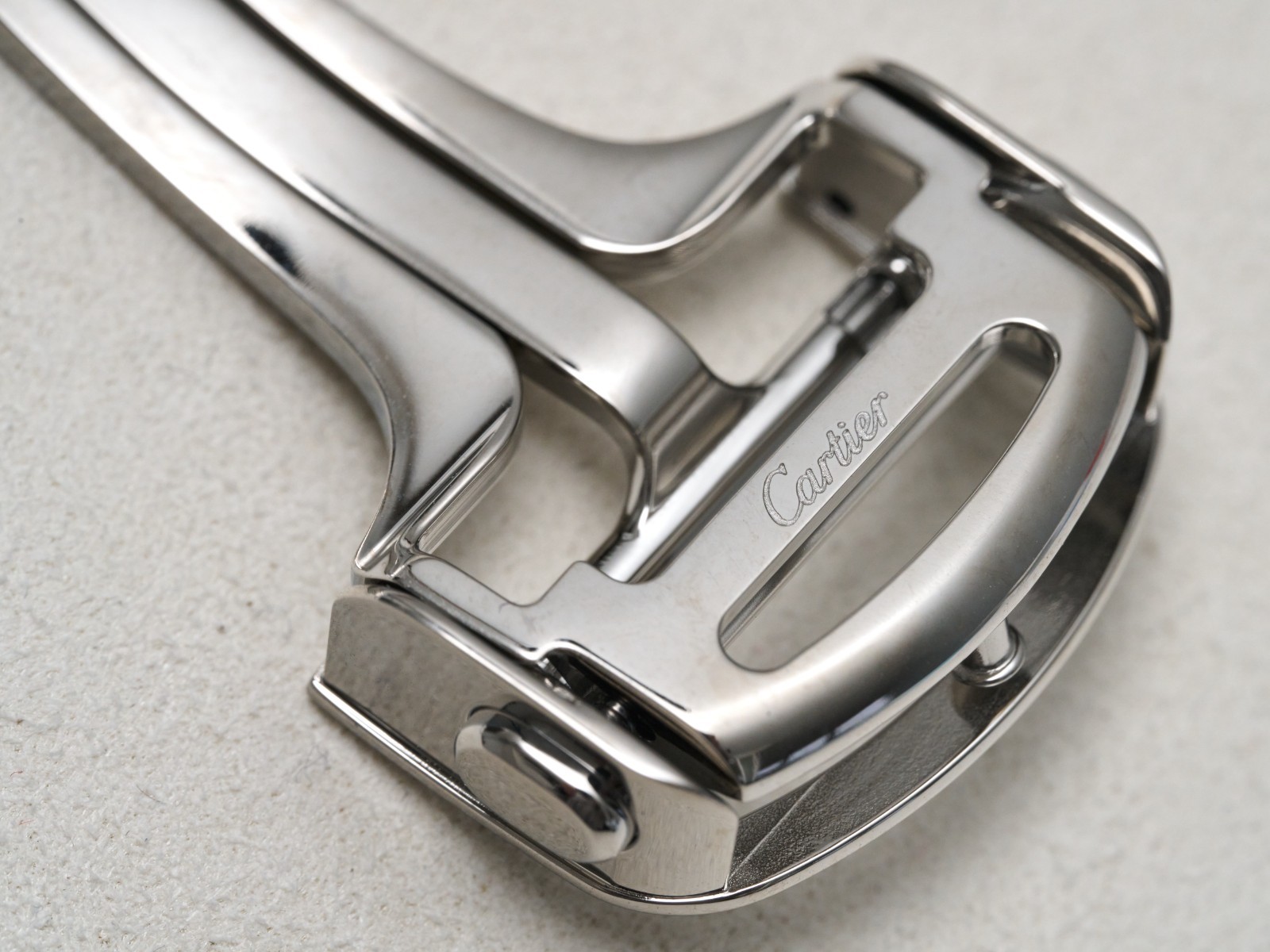 Cartier Deployment Buckle Clasp 18mm Fold Over Button Stainless Steel Genuine