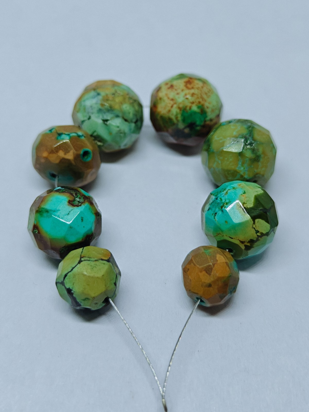 Natural Hubie Turquoise Faceted Round Beads, Loose Gemstone Jewelry Beads 65 Cts
