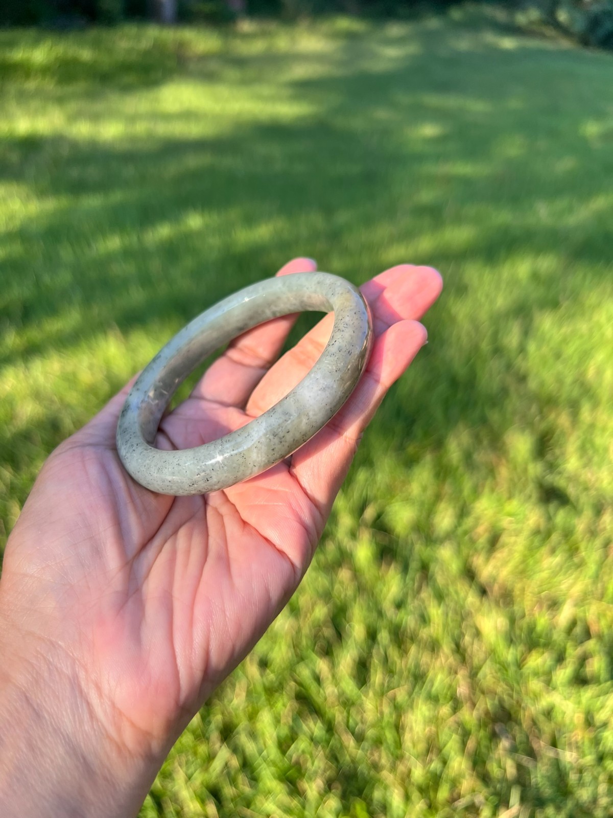 XXL 64mm Qinghua Sesame Nephrite Jade Bangle Bracelet H407 2