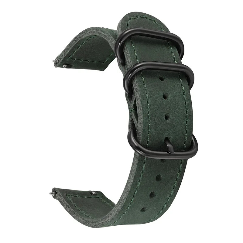 Vintage Genuine Leather Watch Band 18mm 20mm 22mm Black Loop Buckle Watch Strap