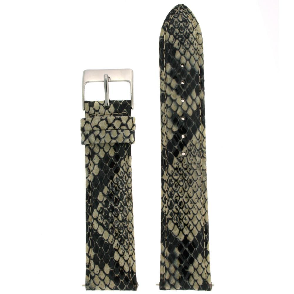 Black Cream Snake Grain Watch Band Leather Strap Quick Release 12mm – 20mm