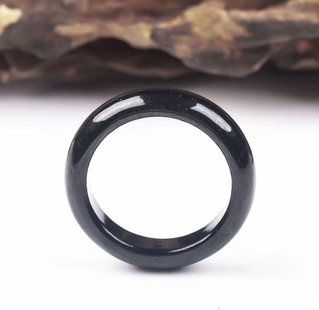 Natural A Grade Jade Band Burma Jade Ring for Women Men, Myanmar Jadeite Jewelry