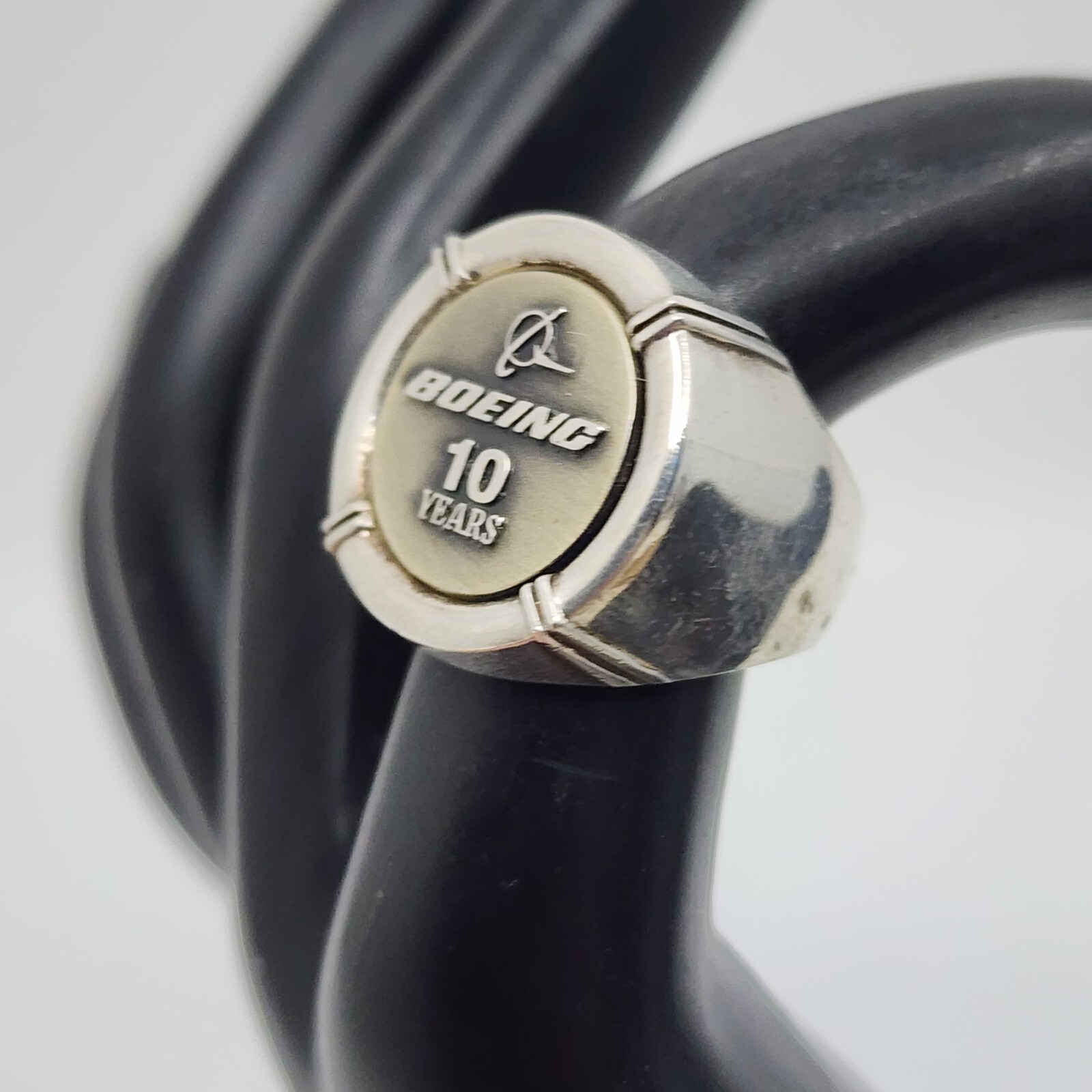 Boeing 10 Years Sterling Silver & 10k White Gold Ring Size 6