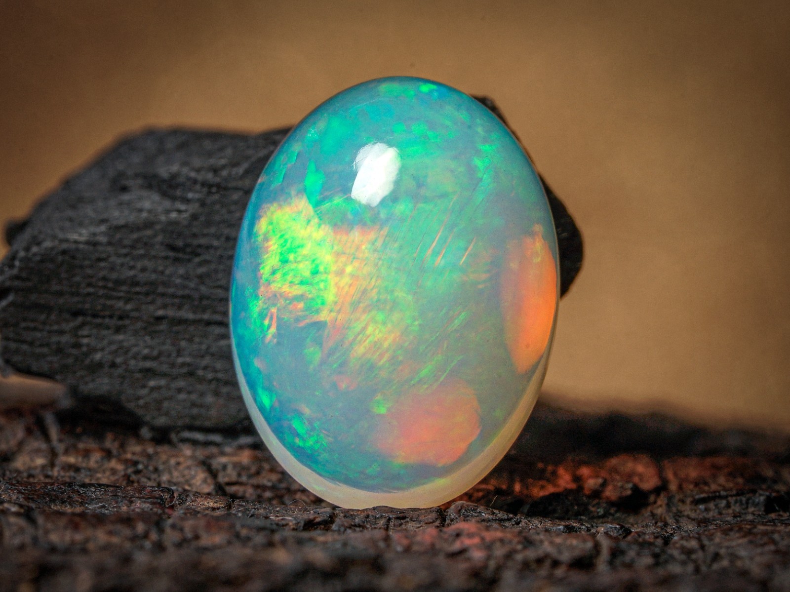 4.55 Carat Ethiopian Fire Opal Cabochon 13x10x7 MM Oval Shape Welo Fire Opal
